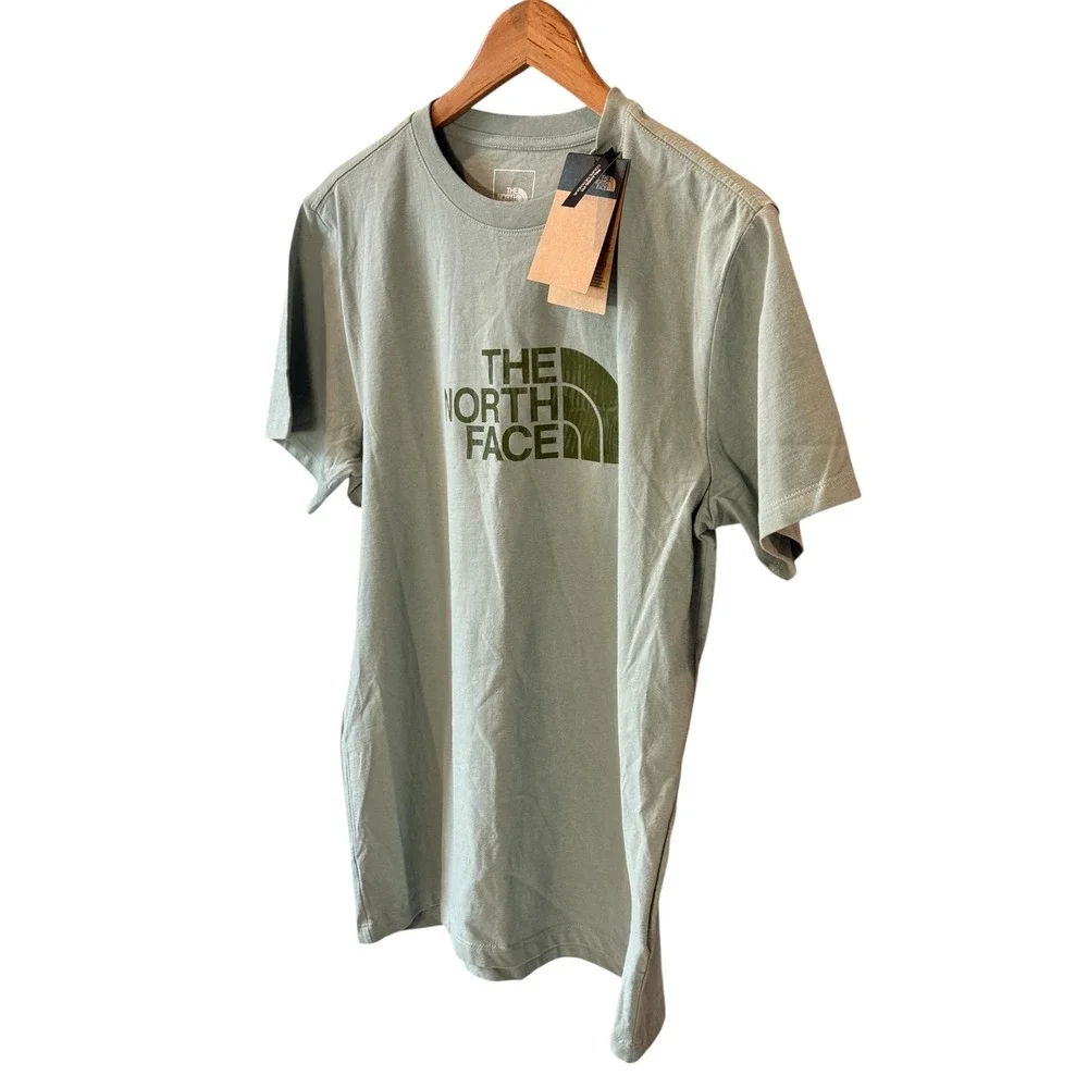 The North Face Womens Half Dome Logo T-Shirt Sage Green Cotton Tee Size M NEW - Picture 3 of 7